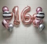 Bright Rose Gold Happy Birthday Pick an Age Balloon Set 