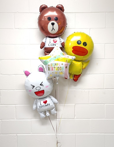 Brown and Cony Line Friends Birthday Balloon Bouquet
