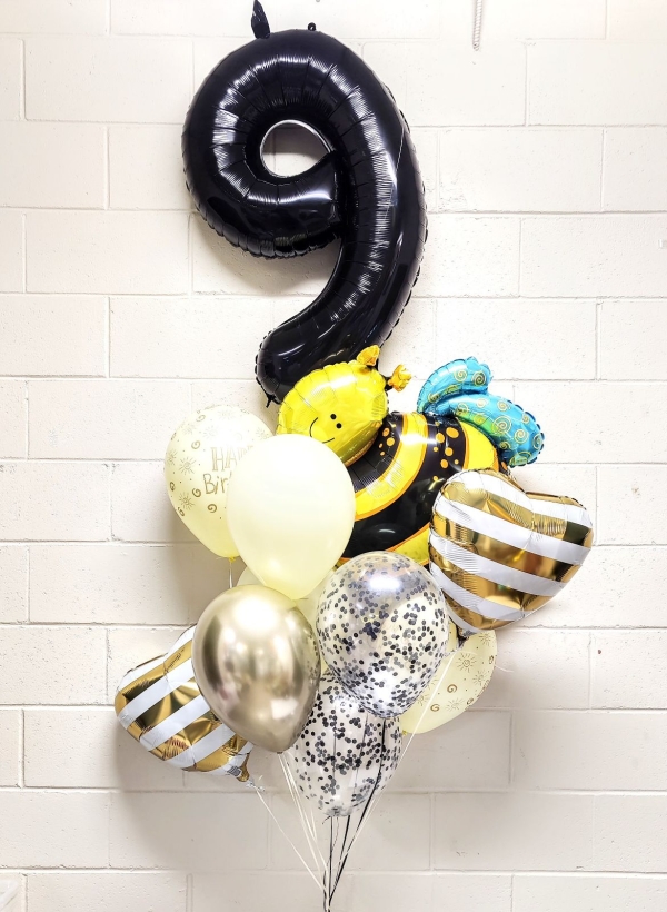 Buzz-y Bee Sweet Stripes Pick an Age Balloon Bouquet