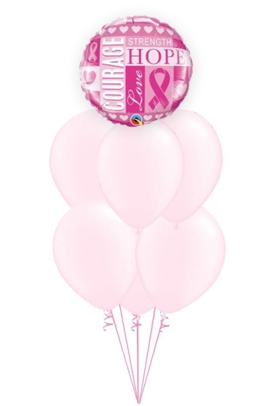 Courage and Hope Breast Cancer Awareness Balloon Bouquet of 7