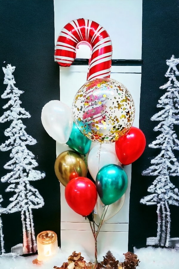 Candy Cane Christmas Confetti Balloon Bouquet