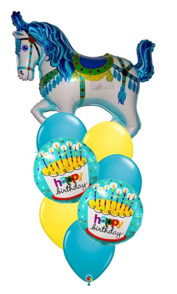 Carousel Horse Blue Birthday Bouquet 2 