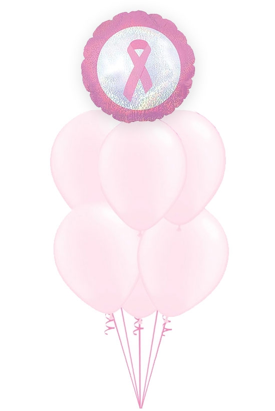 Pink Ribbon Cancer Awareness Balloon Bouquet of 7