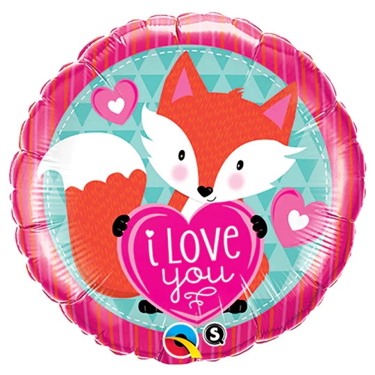 18" Love you Fox Heart Balloon