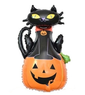 [20x40"] Black Cat & Pumpkin Halloween Balloon