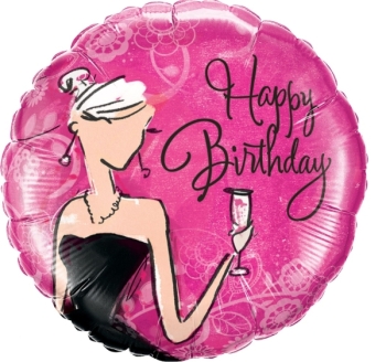 Black Dress Elegant Champagne Chic Birthday Balloon