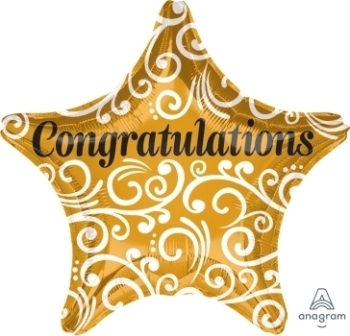 19" Foil Star - Congrats Congratulations Sophisticated Balloon