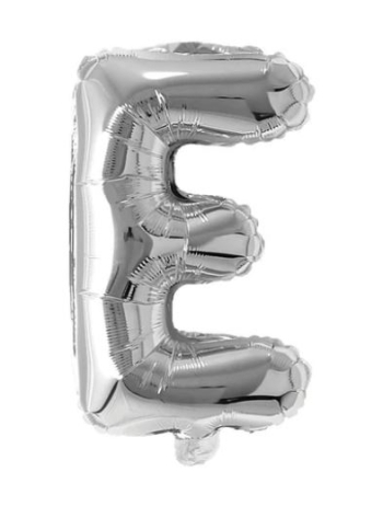 Block Letter Silver Balloon - Letter E