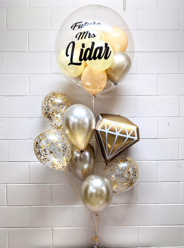 Champagne & Ivory & Gold Custom Print Diamond Bouquet