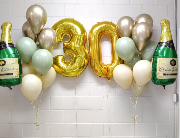 Champagne Pick an Age Birthday or Anniversary Balloon Set