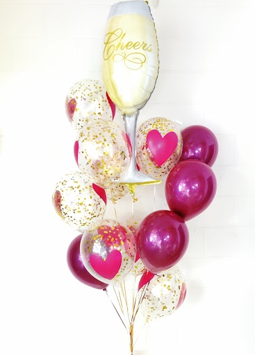 Cheers Heart Confetti Champagne Glass Balloon Bouquet 