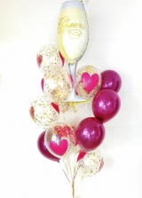 Cheers Heart Confetti Champagne Glass Balloon Bouquet 