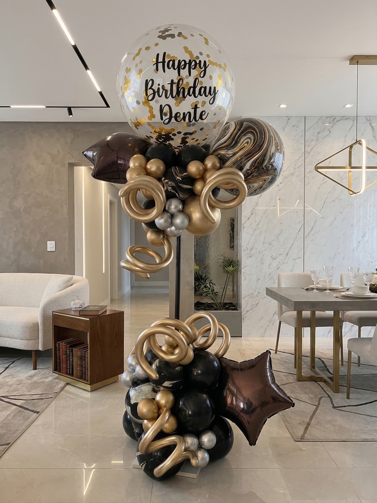 Chic Birthday Balloon Tower with Custom Message