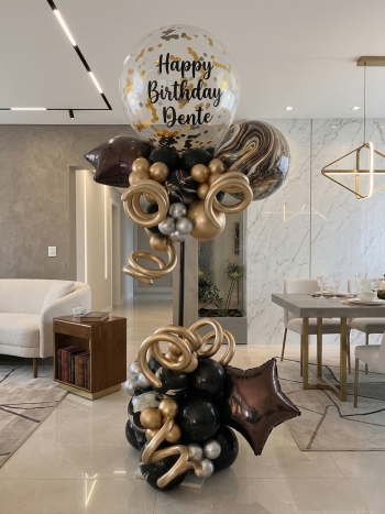 7FT Chic Birthday Balloon Tower with Custom Message Indoor