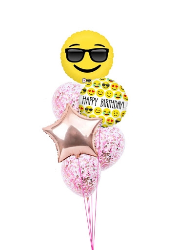 Chill and Bring your Sunglasses Birthday Emoji Confetti Balloon Bouquet 