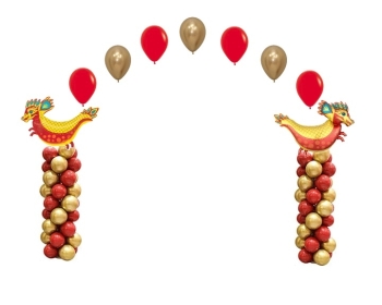 7FT Chinese New Years Dragon Columns with Helium Arch INDOOR