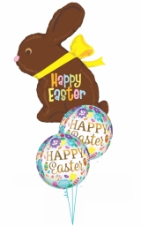 Chocolate bunny bouquet with 2 easter orbzs