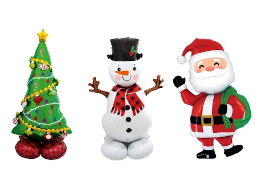 Christmas Tree Snowman and Santa Claus Balloon Bundle