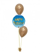 Chrome Gold Blue Happy Birthday Centerpiece