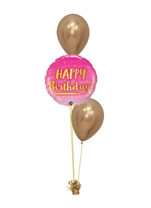 Chrome Gold Pink Happy Birthday Centerpiece