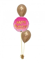 Chrome Gold Pink Happy Birthday Centerpiece