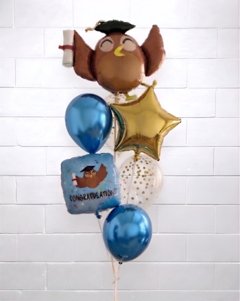 Chrome Graduation Owl Congratulations Balloon Bouquet