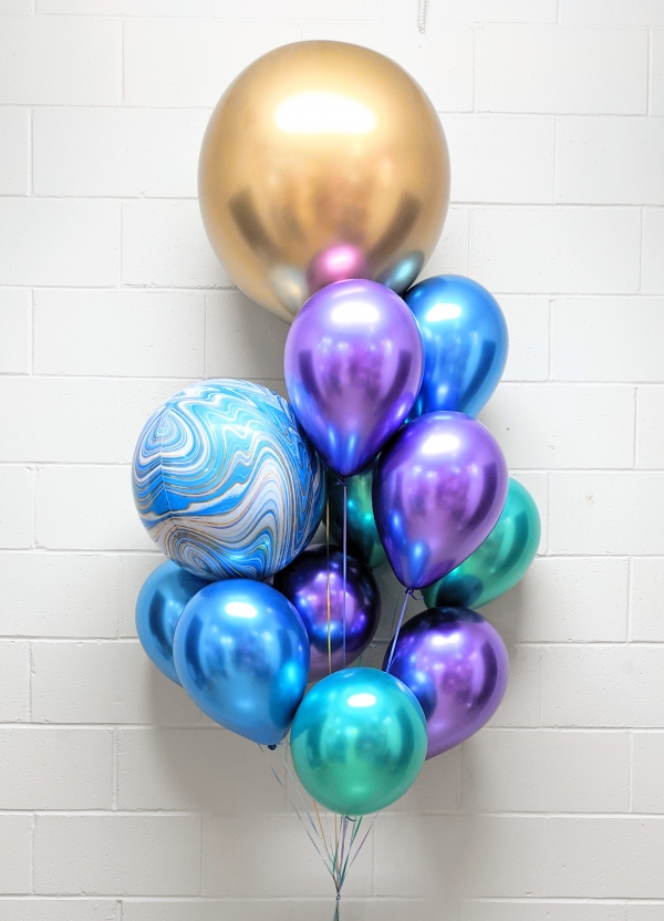 Chrome Mardi Gras Peacock Balloon Bouquet