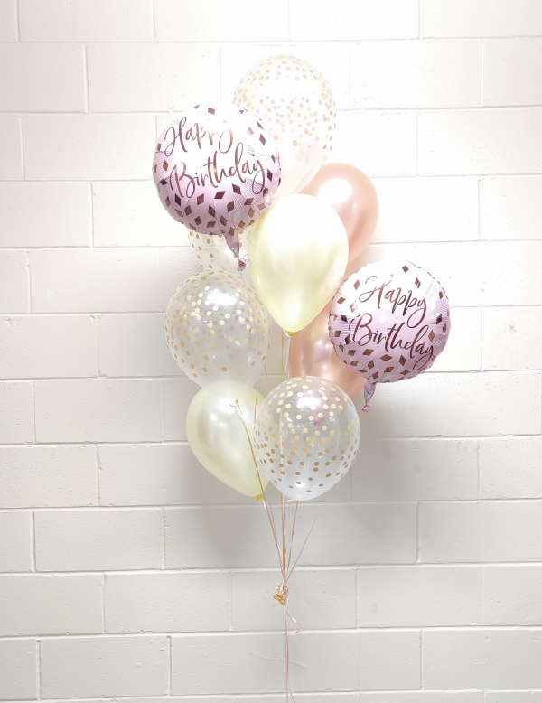Chrome Rose Gold Birthday Balloon Bouquet
