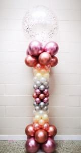 7FT Chrome Rose Gold & Confetti Ombre Column INDOOR