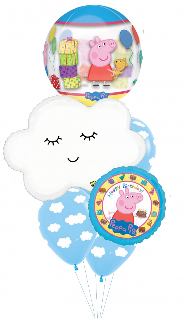 Cloud & Peppa Birthday Balloon Bouquet