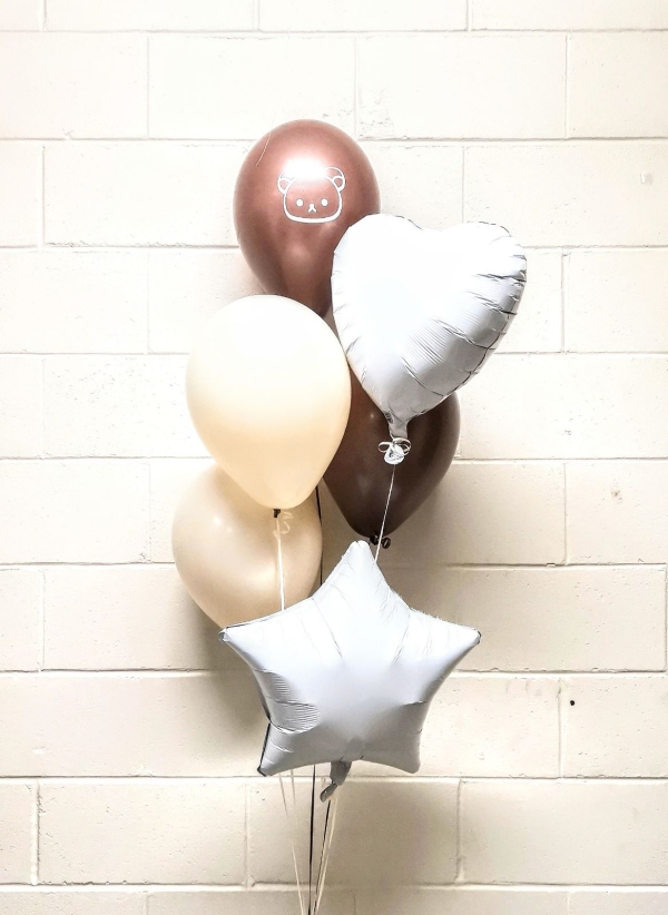 Coffee Vibes Teddy Bear Custom Printed Balloon Bouquet