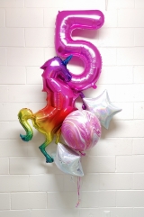 Colourful Unicorn Birthday Age Balloon Bouquet