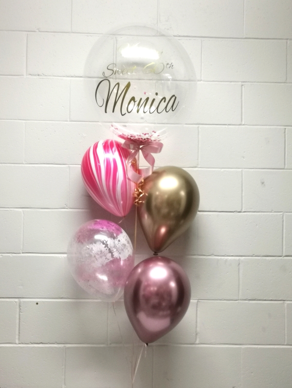 Confetti Bubble & Bow Pink Balloon Bouquet