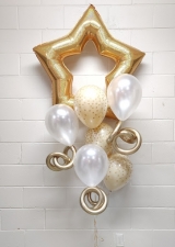 Confetti Gold Star with Twirls  Balloon Bouquet