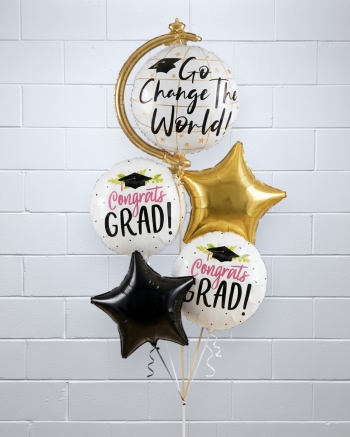 Congrats Grad Go Change the World Balloon Bouquet (Latex Free)