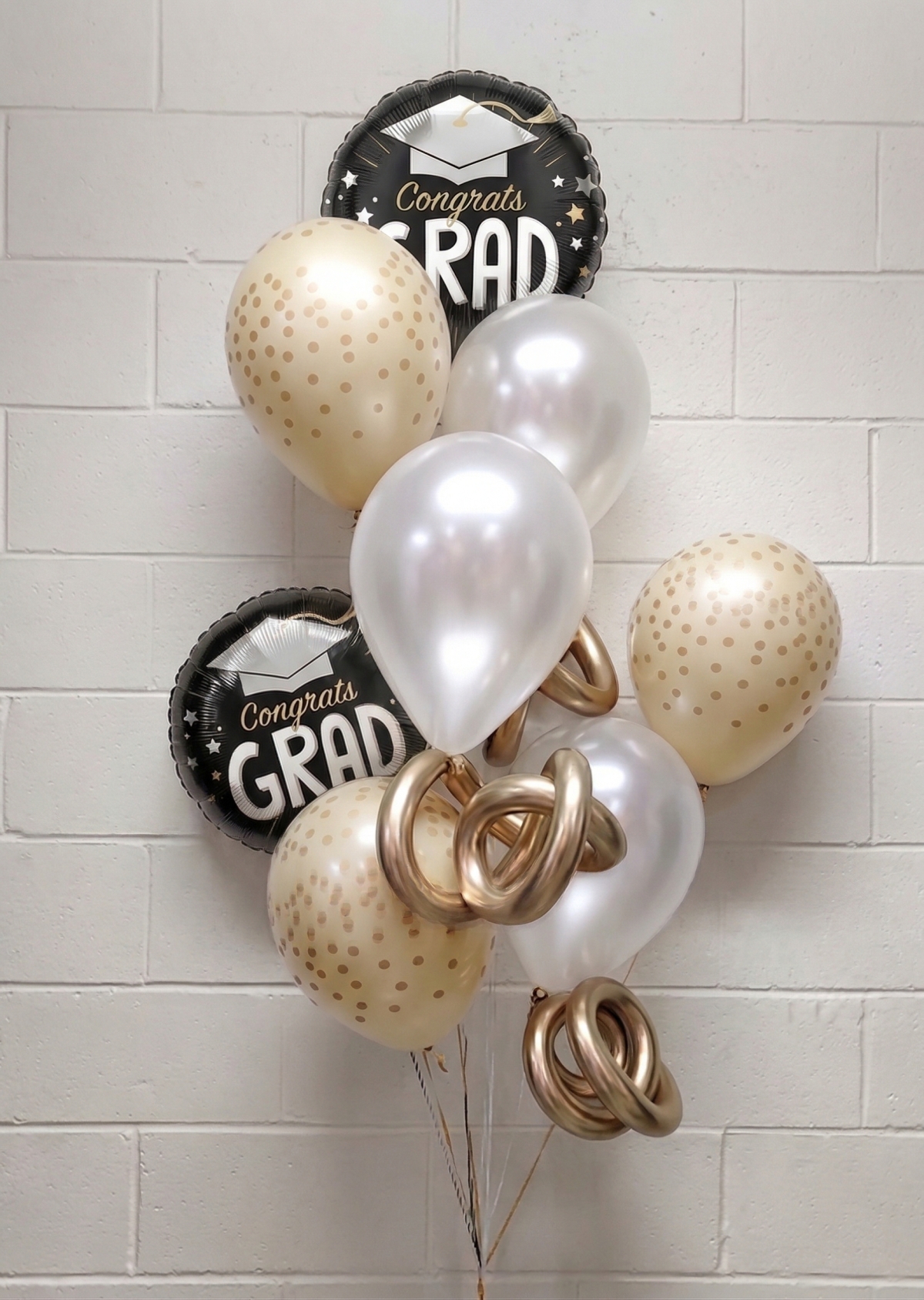 Congrats Grad Gold Confetti and Twirls Balloon Bouquet