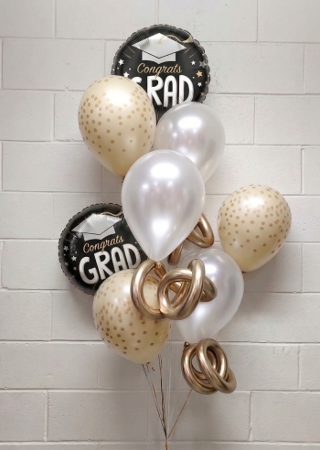 Congrats Grad Gold Confetti and Twirls Balloon Bouquet