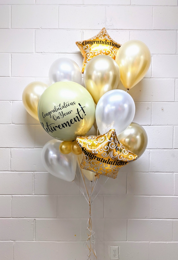 Congratulations On Your Retirement Modest Balloon Bouquet Ivory