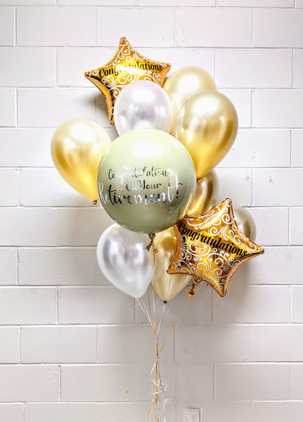 Congratulations On Your Retirement Modest Balloon Bouquet In Silver