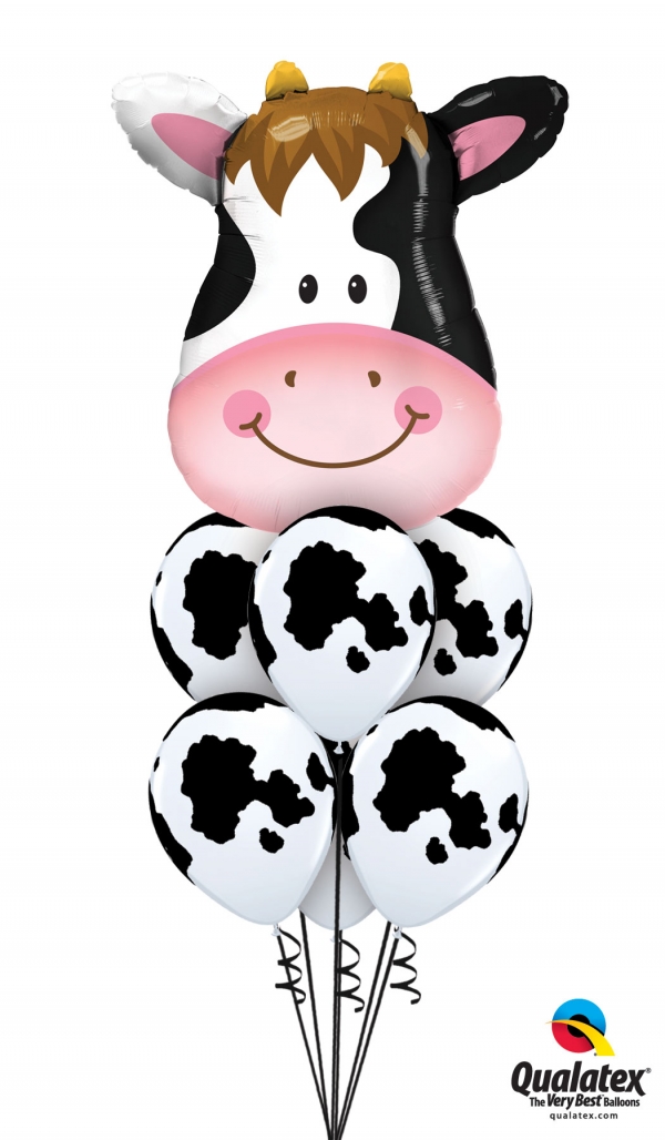 Bouquet De Ballons Foil Ferme - 5 Pièces, Thème Animaux (vache, Cochon, Cheval, Grange) - Pour Anniversaire Enfant