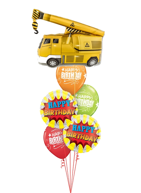 Crane Truck Birthday Balloon Bouquet