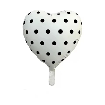 Cream With Black Polka Dots Heart Balloon