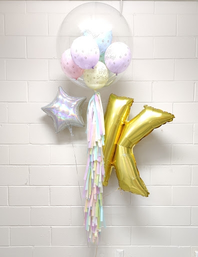 Crystal Bubble Birthday Star Custom Letter Balloon Bouquet with Tassel