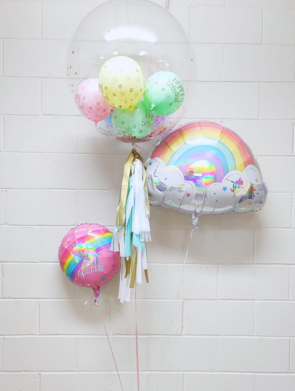 Crystal Bubble Narwhal Unicorn Balloon bouquet