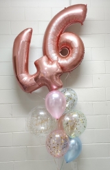 Crystal Clear Rose Gold Primo Pick an Age Birthday Balloon Bouquet