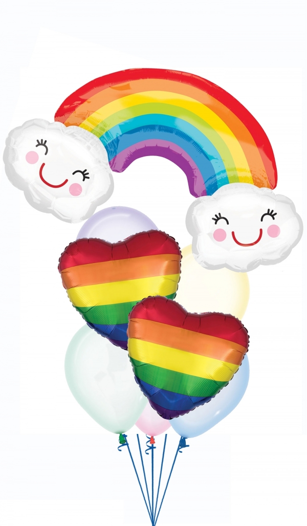 Crystal Pastel Rainbow Balloon Bouquet