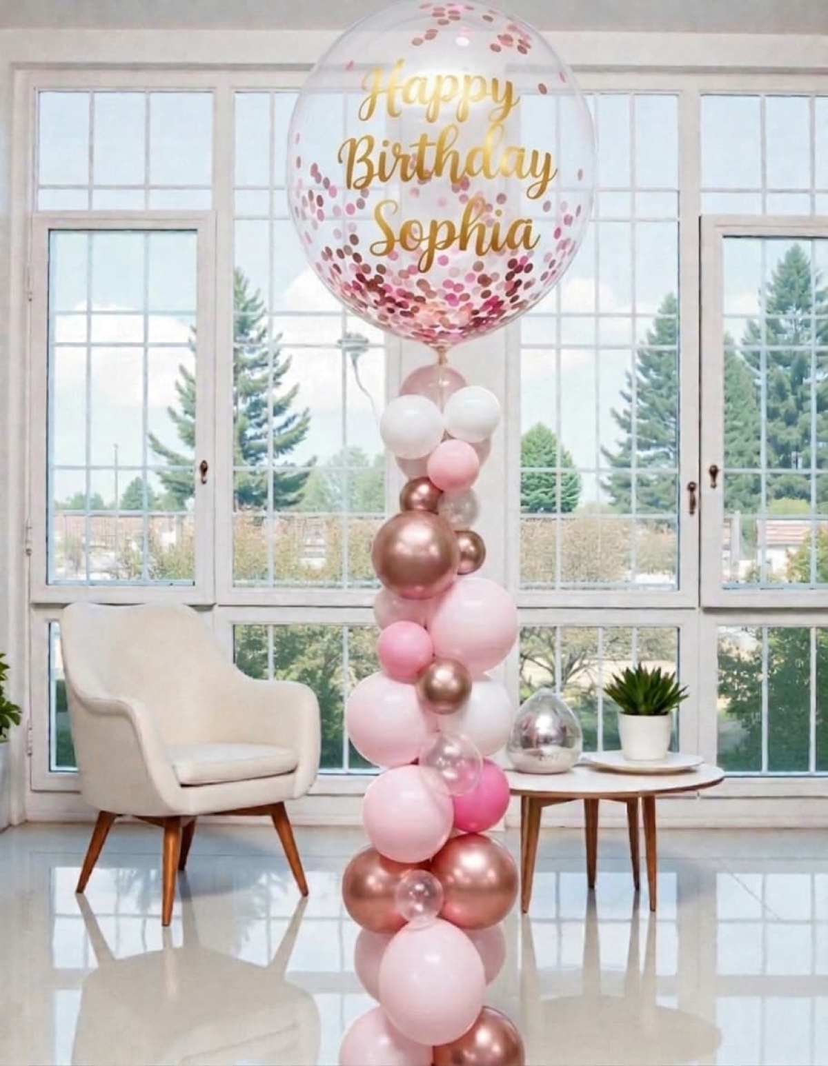Custom Message Confetti Bubble Strand Balloon Set