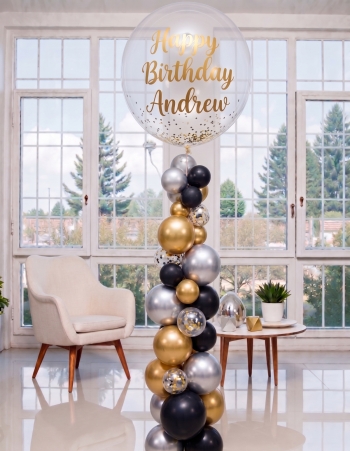 Custom Message Confetti Bubble Strand Balloon Set