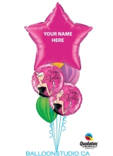 Black Dress Birthday Custom Name Balloon Bouquet