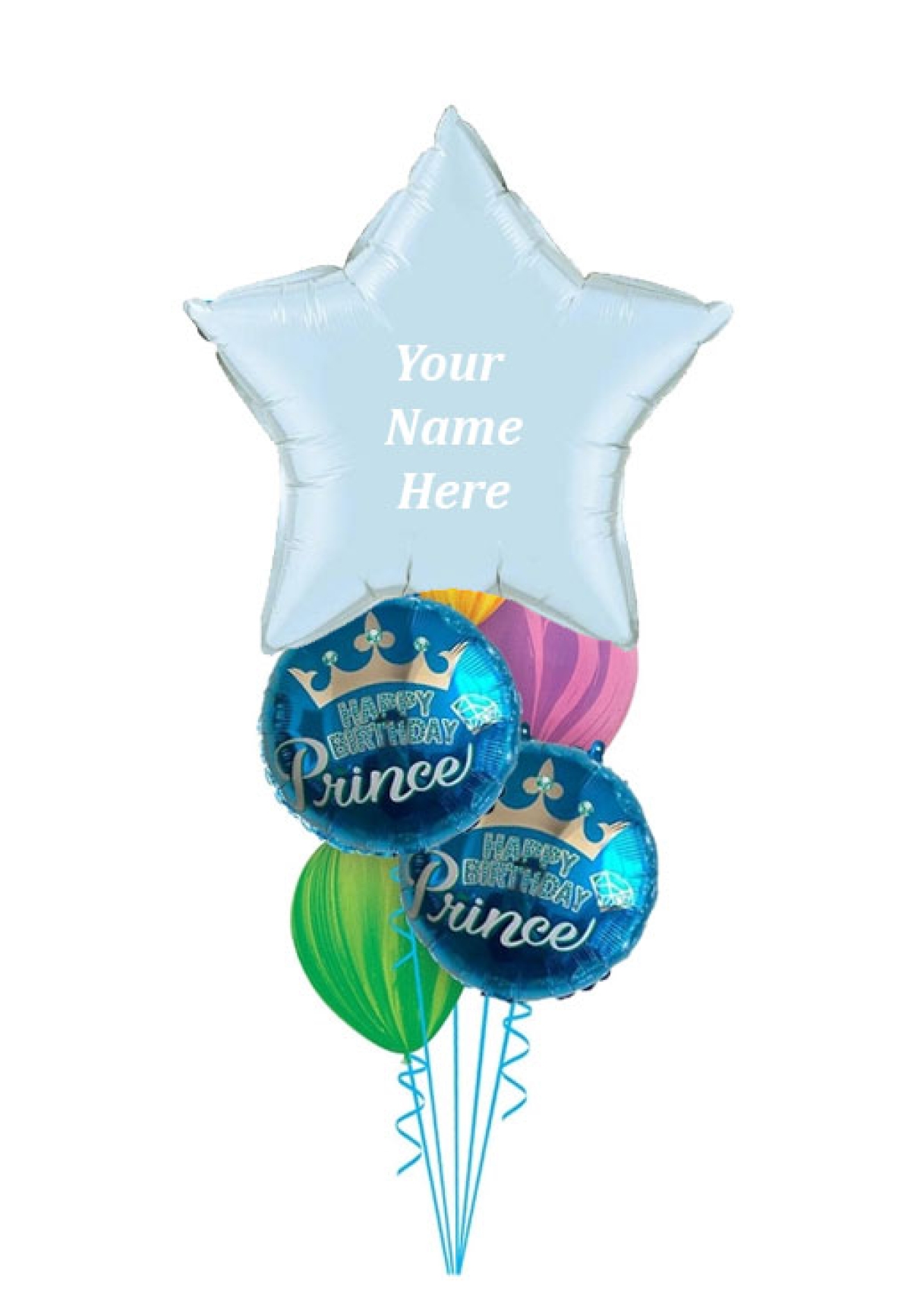 Happy Birthday Prince Custom Name Balloon Bouquet